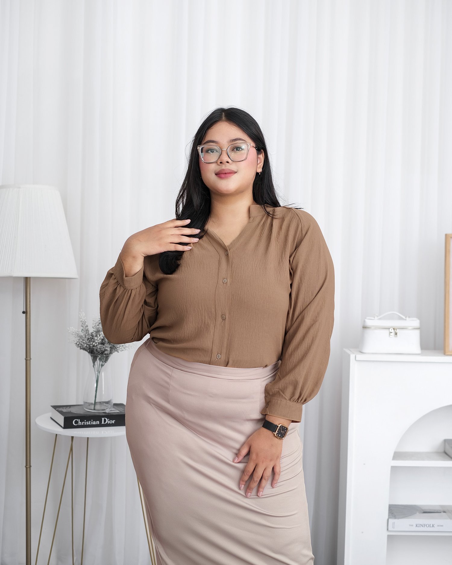 Bigissimo - Aversa Blouse | Atasan Wanita Blouse Kemeja Kerja Kantor Formal Casual Bigsize Jumbo